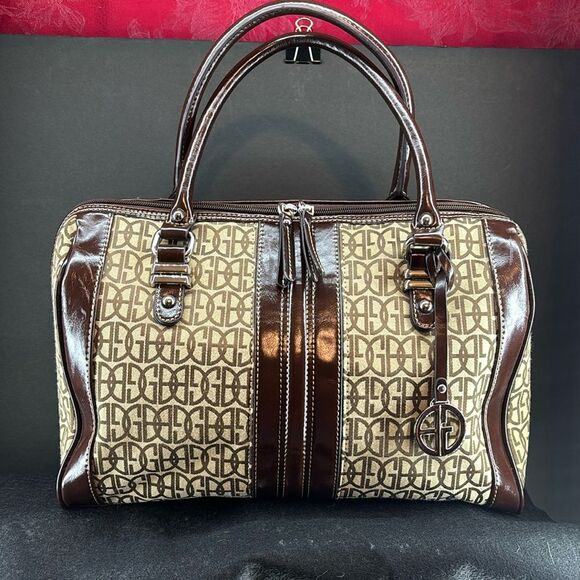 Giani‎ Bernini Monogrammed Canvas and Leather Purse Brown and Tan - Picture 1 of 16